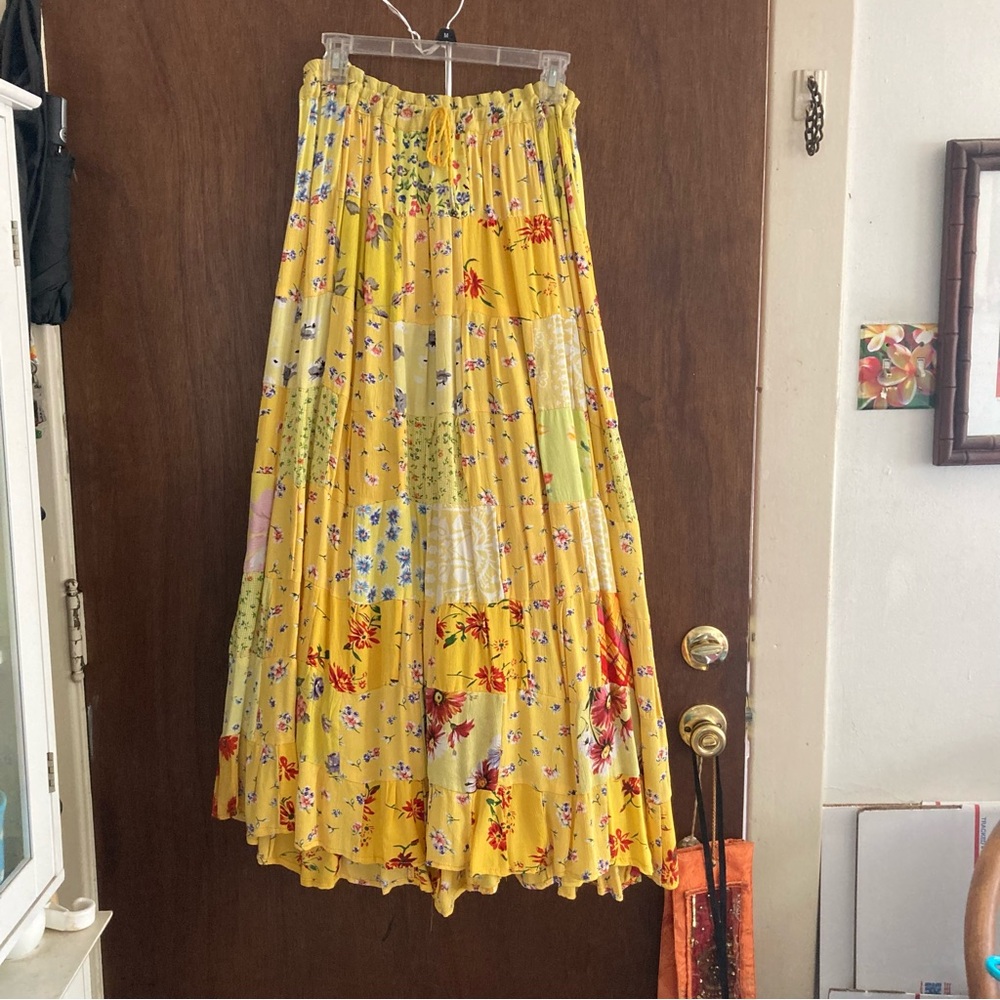 Yellow Pleated Maxi Skirt for Resort Wear